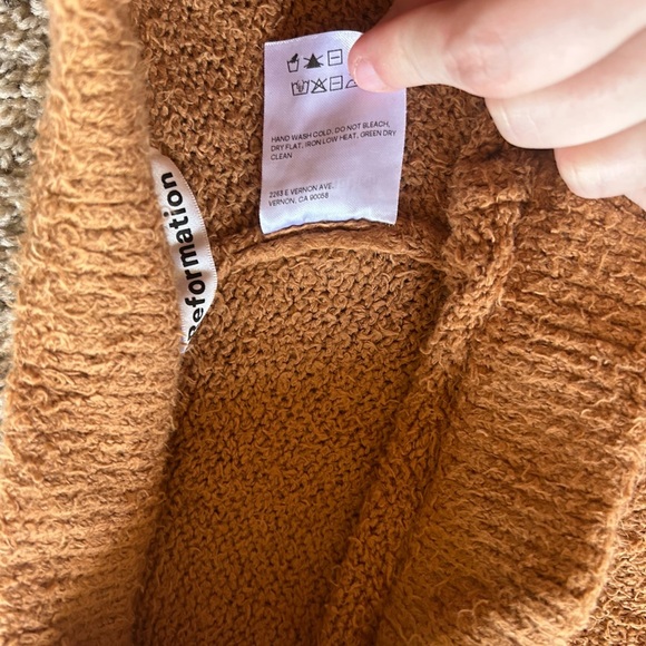 REFORMATION Women's Camel brown Monte Lounge Pants Fuzzy Knit OrganicCotton Sz M - Picture 8 of 8